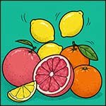 Citrus fruits, lemons, oranges, grapefruits.